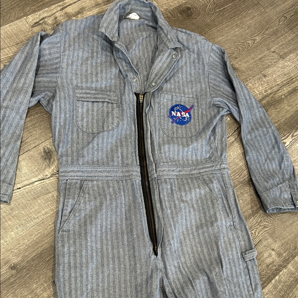 Vintage Sears Blue and White Herringbone Coveralls Label
